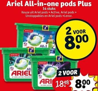 Kruidvat Ariel all-in-one pods plus aanbieding