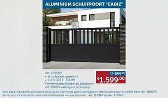 Aluminium schuifpoort cadiz