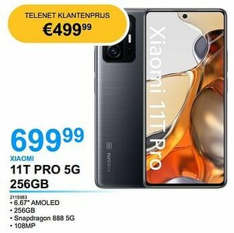 AUVA Xiaomi 11t pro 5g 256gb aanbieding