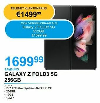VCD Samsung galaxy z fold3 5g 256gb aanbieding