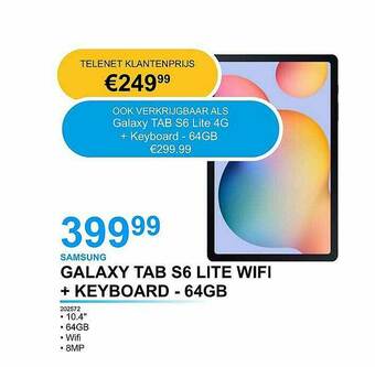 AUVA Samsung Galaxy Tab S6 Lite Wifi Keyboard 64gb aanbieding