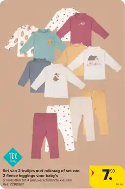 Carrefour Set van 2 truitjes met rolkraag of set van 2 fleece leggings voor baby's aanbieding