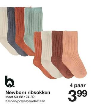 Zeeman Newborn Ribsokken aanbieding
