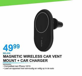 AUVA Belkin Magnetic Wireless Car Vent Mount, Car Charger aanbieding