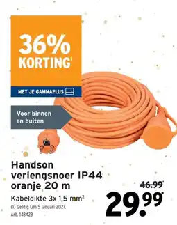 GAMMA Handson verlengsnoer IP44 oranje aanbieding