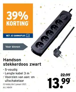 GAMMA Handson stekkerdoos zwart aanbieding
