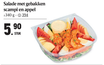 Buurtslagers Salade met gebakken scampi en appel aanbieding