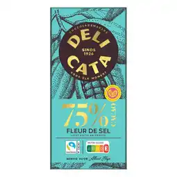 Albert Heijn Delicata Reep 75% cacao fleur de sel aanbieding