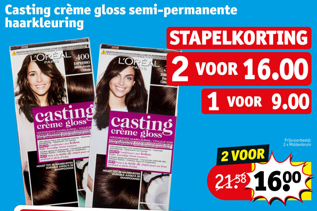 Casting creme gloss semi-permanente haarkleuring promotie bij Kruidvat