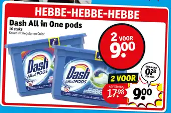 Kruidvat Dash all in one pods 16 stuks aanbieding