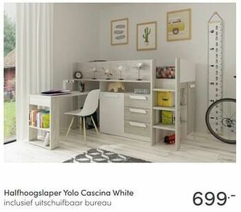 Baby & Tiener Halfhoogslaper yolo cascina white aanbieding