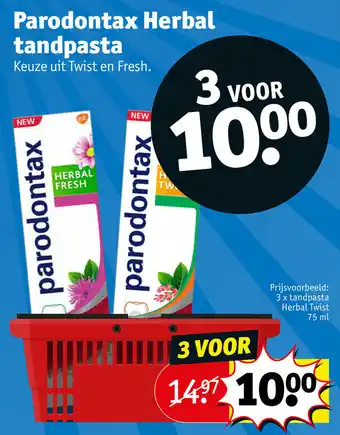 Kruidvat Parondontax herbal tandpasta 3 x tandpasta herbal twist 75 ml aanbieding