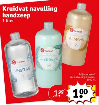 Kruidvat Kruidvat navulling handzeep 1 liter aanbieding