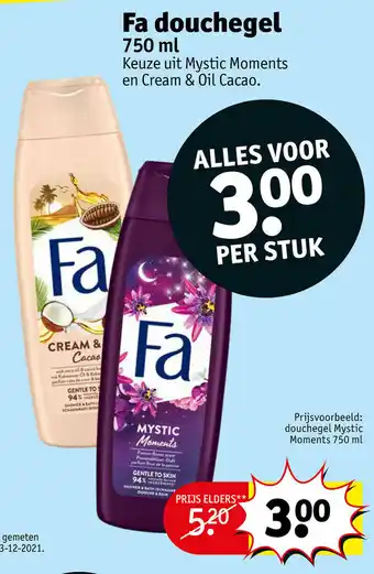 Kruidvat Fa douchegel 750 ml aanbieding