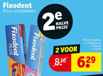 Kruidvat Fixodent 2 x kleefpasta original 47 gram aanbieding