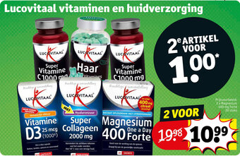 Kruidvat Lucovitaal vitaminen en huidverzorging 2 x magnesium 400 mg forte 20 stuks aanbieding