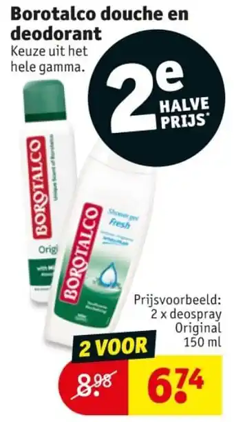 Kruidvat borotalco douche en deodorant Deospray original 150ml aanbieding