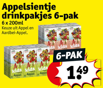 Kruidvat Appelsientje drinkpakjes 6-pak 6 x 200 ml aanbieding