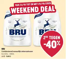 Delhaize Bru lichtbruisend natuurlijk mineraalwater aanbieding
