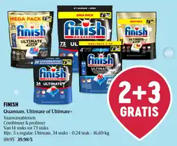 Delhaize Finish Quantum, Ultimate of Ultimate+ vaatwastabletten aanbieding