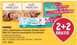 Delhaize Pampers luiers, luierbroekjes of doekjes aanbieding