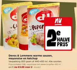 Jumbo Devos & Lemmens warme sauzen, mayonaise en ketchup aanbieding