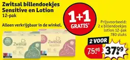 Kruidvat Zwitsal billendoekjes Sensitive en Lotion aanbieding