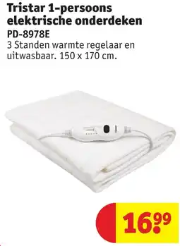 Kruidvat Tristar 1-persoons elektrische onderdeken aanbieding