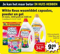 Kruidvat Witte Reus wasmiddel capsules, poeder en gel aanbieding