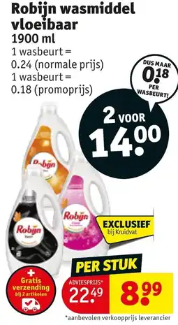 Kruidvat Robijn wasmiddel vloeibaar aanbieding