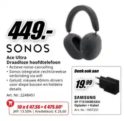 MediaMarkt Sonos ace ultra draadloze hoofdtelefoon aanbieding