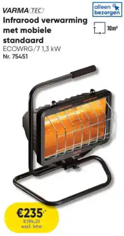 Toolstation Infrarood verwarming met mobiele standaard aanbieding