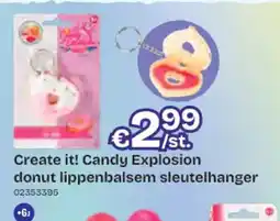 Dreamland Create it! Candy Explosion donut lippenbalsem sleutelhanger aanbieding