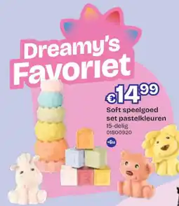 Dreamland Soft speelgoed set pastelkleuren aanbieding