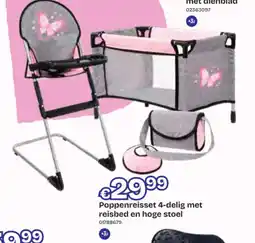 Dreamland Poppenreisset 4-delig met reisbed en hoge stoel aanbieding