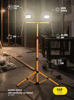 Toolstation LED werklamp op statief aanbieding