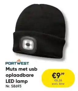 Toolstation Muts met usb oplaadbare led lamp aanbieding