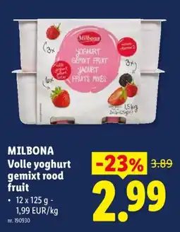 Lidl Volle yoghurt gemixt rood fruit aanbieding
