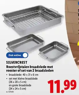 Lidl Roestvrijstalen braadslede met rooster of set van 2 braadsleden aanbieding