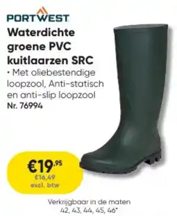 Toolstation Port West Waterdichte Groene PVC Kuitlaarzen SRC aanbieding