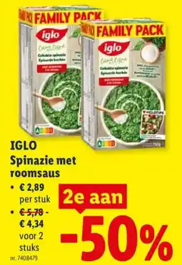 Lidl iglo spinazie met roomsaus aanbieding