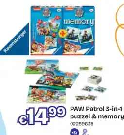 Dreamland PAW Patrol 3-in-1 puzzel & memory aanbieding