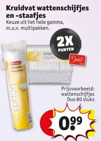 Kruidvat kruidvat wattenschijfjes en- staafjes Wattenschijfjes duo aanbieding