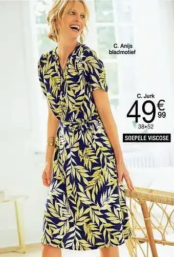 Damart jurk Anijs bladmotief aanbieding