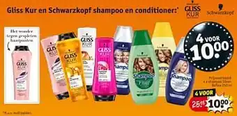 Kruidvat gliss'kur en shcwarzkopf shampoo en conditioner Shampoo silverreflex aanbieding