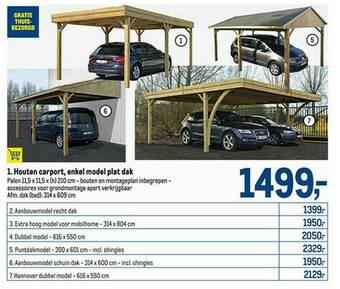 Makro Houten Carport, Enkel Model Plat Dak aanbieding