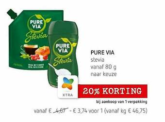 Spar Colruyt Pure Via Stevia aanbieding