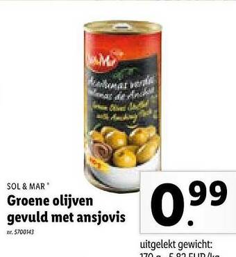 Lidl Groene Olijven Gevuld Met Ansjovis aanbieding