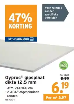 GAMMA Gyproc gipsplaat aanbieding