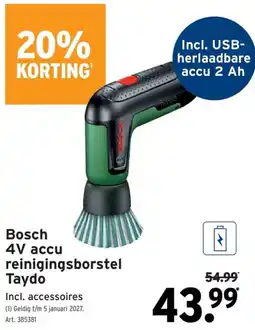 GAMMA bosch 4v accu reinigingsborstel taydo aanbieding